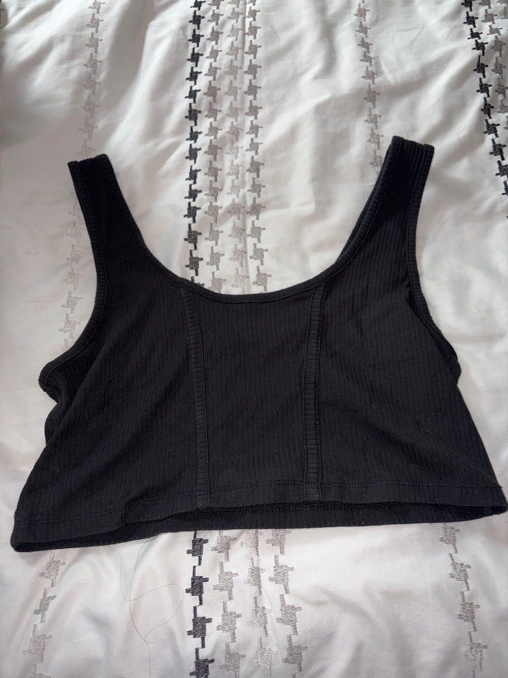 Double Zero Black Ribbed Crop Tank